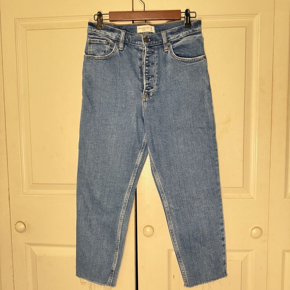 Abercrombie & Fitch Women's Blue Jeans Cropped Raw Hem High Rise Size 28 6R
